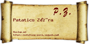 Patatics Zóra névjegykártya